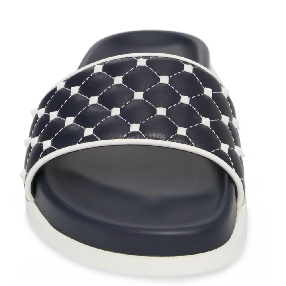 New Authentic Valentino Free Leather Rockstud Quilted Slide - Picture 4 of 6